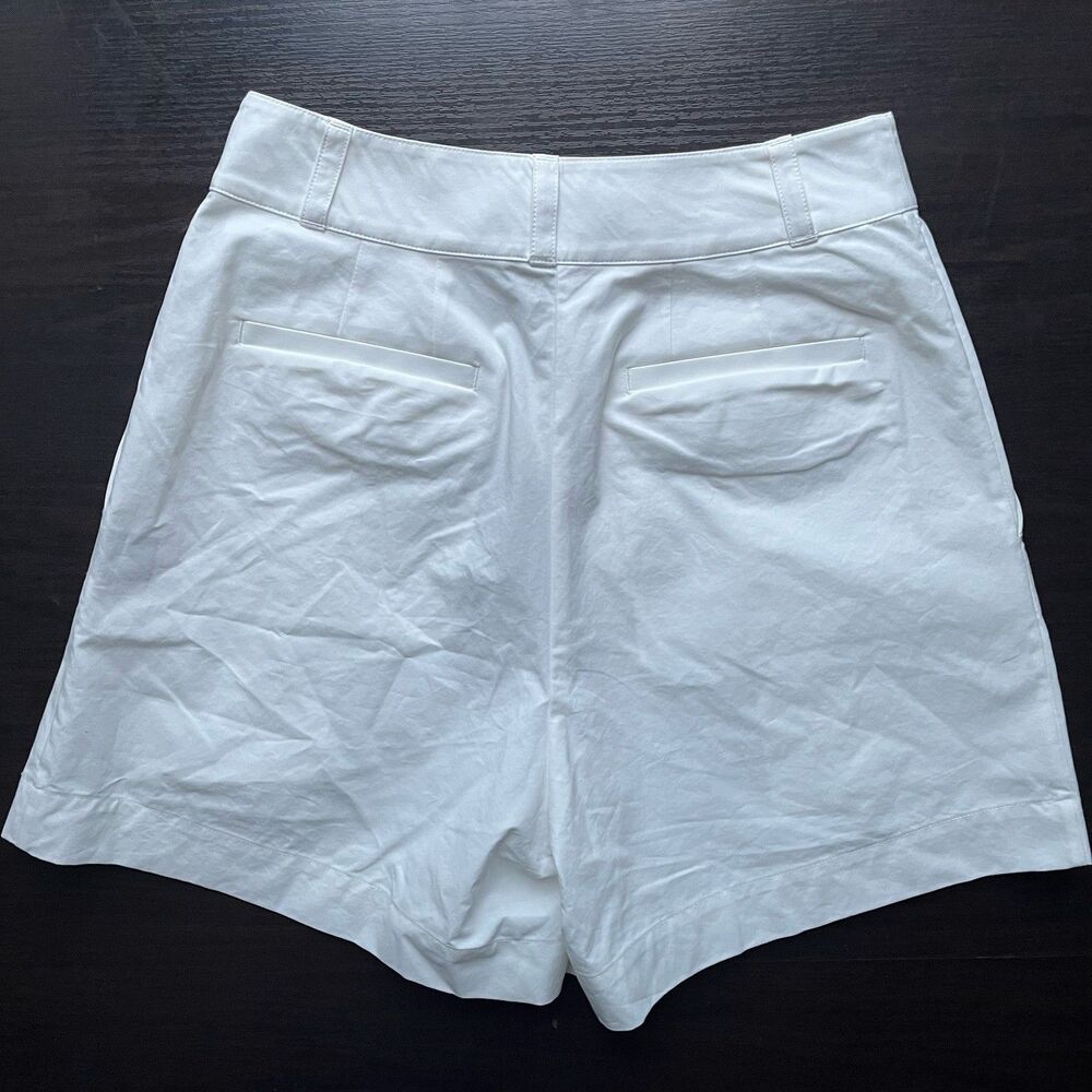 Jenni Kayne Newport Poplin Shorts White Sz 0 Cotton High Rise Pleated Wide Leg - Picture 3 of 13